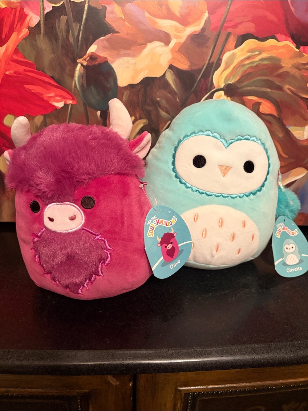 NWT bundle 2 Squishmallows Dave & Olivette Plush Duo - Pink, Purple & Aqua